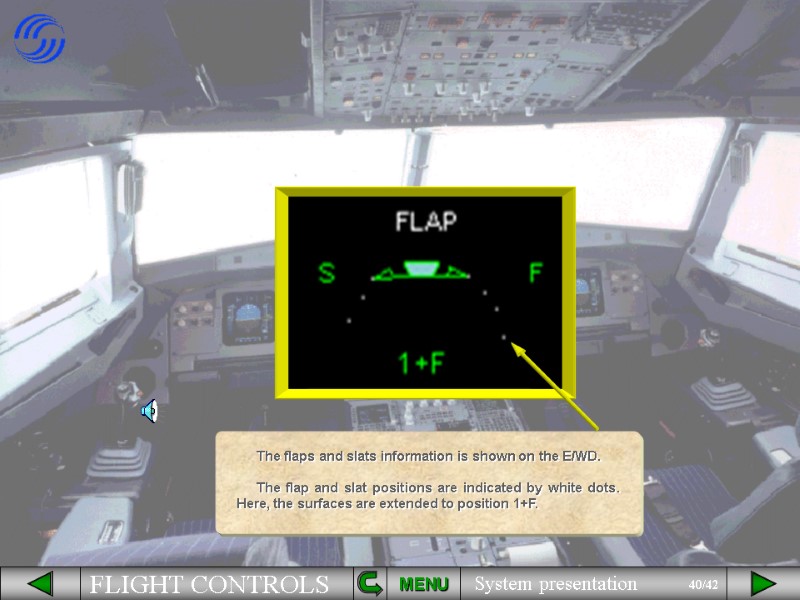 The flaps and slats information is shown on the E/WD.  The flap and